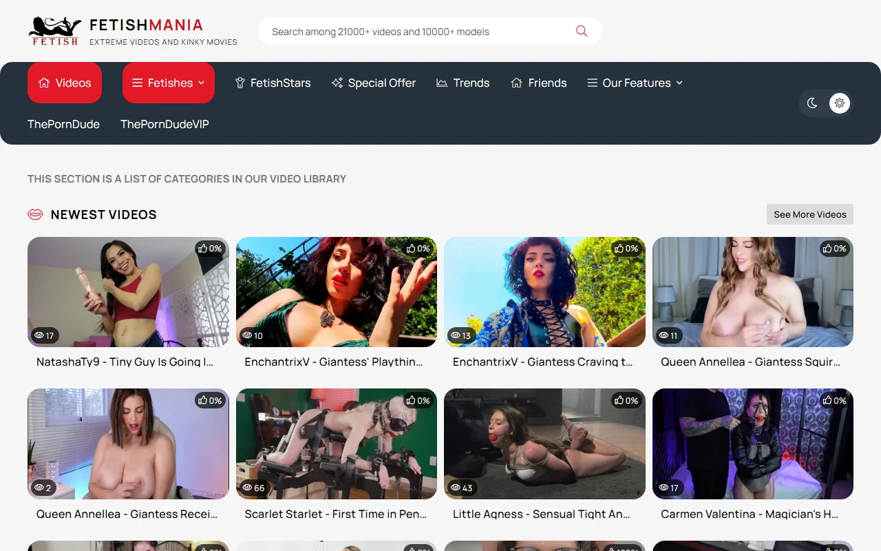 Screenshot of Fetishmania Website Review